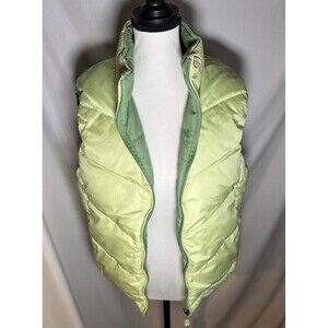 LL Bean Womens Goose Down Reversible Full Zip Puffer Vest, Green Size Large